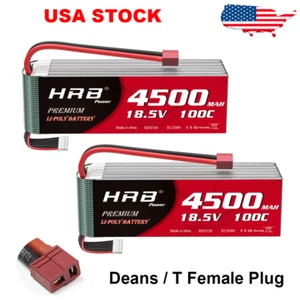 2pcs HRB 18.5V 5S 4500mAh 100C Deans T Lipo Battery for RC Drone Helicopter Car - Picture 1 of 7