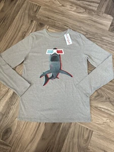 Cat & Jack Boys' '3D Shark' Long Sleeve Graphic T-Shirt Heather Gray XL(16) - Picture 1 of 8