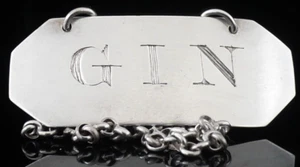 Scottish Antique Sterling Silver GIN Decanter Label, Dick & Robertson c.1796 - Picture 1 of 12