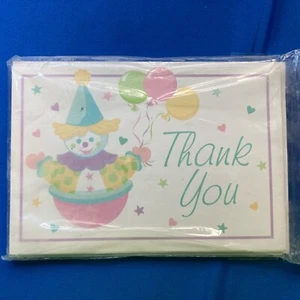 Party City Pastel Clown Balloons Baby Shower Thank You Cards Envelopes 40 Pieces - Picture 1 of 4