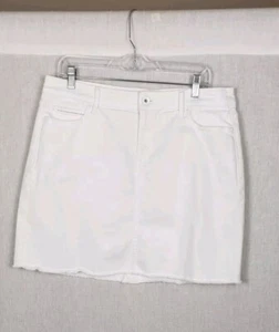 Vineyard Vines Damen Rock 14 Mini weiß Denim roher Saum Tasche Küste Urlaub - Bild 1 von 6