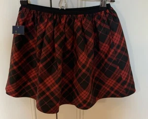 Polo Ralph Lauren NEW Girls Red Black Plaid Skirt Elastic Waist SZ 8-10 Holiday - Picture 1 of 8