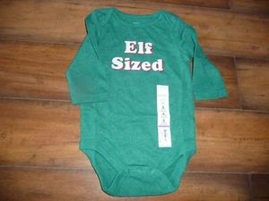 NEW NWT Baby Girl/boy Jumping Beans green Elf Sized Christmas Bodysuit 6 months - Picture 1 of 1