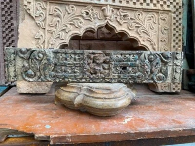 Antiguo panel colgante de pared de figura de Ganesha rústica de madera antigua de 1700 Foto 1 de 4