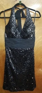 Neu mit Etikett $ 198 White House Black Market schwarz Pailletten Neckholder Cocktailkleid Größe 8 - Bild 1 von 6