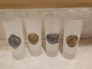 Frosted Holland America Cruise Line Tall Shot Glasses Nautical Lot Of 4 - Picture 1 of 6