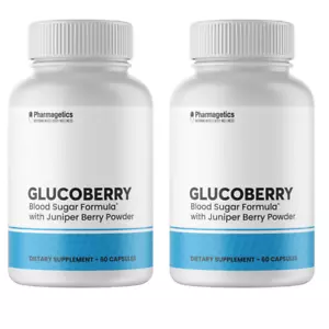 Glucoberry Blood Sugar Formula with Juniper Berry Powder 2 Bottles 120 Capsules - Picture 1 of 6