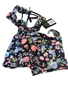 Girls’ Swim Set M 8 Floral Top Bralette & Brief Bike Shorts NWT UPF 50+ - Picture 1 of 10