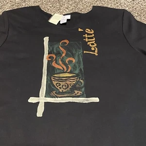 Vintage Brand IF Shift Maxi Dress Black Coffee Designs Sz Large Shoulder Pads - Picture 1 of 8