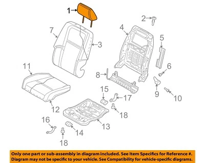 Dodge CHRYSLER OEM 2010 Journey Driver Seat-Headrest Head Rest Right 1RK98XDVAA - Imagem 1 de 2
