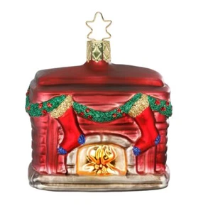 Christbaumschmuck Weihnachtskamin 7,5cm Glas Figur Mundgeblasen & Handbemalt - Bild 1 von 1