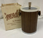 Vintage Kromex Ice Bucket Mid Century Modern Wood Grain Retro Design