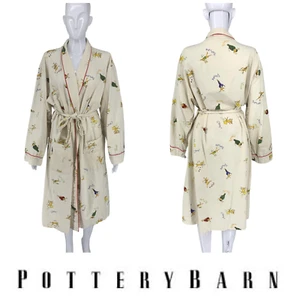 Pottery Barn Santas Reindeer Flannel Robe Sz XL 100% Cotton Portugal Storage Bag - Picture 1 of 7