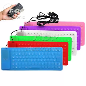 Portable 85Key Keyboard Silicone Waterproof Soft Flexible Foldable for Laptop PC - Picture 1 of 18