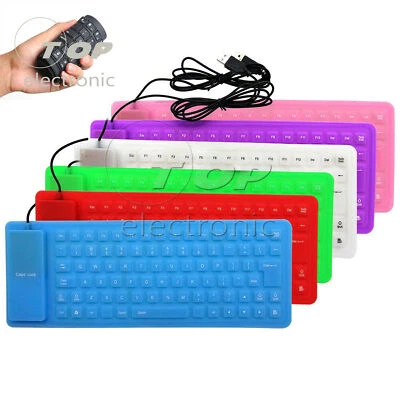 Portable 85Key Keyboard Silicone Waterproof Soft Flexible Foldable for Laptop PC - Image 1 of 4
