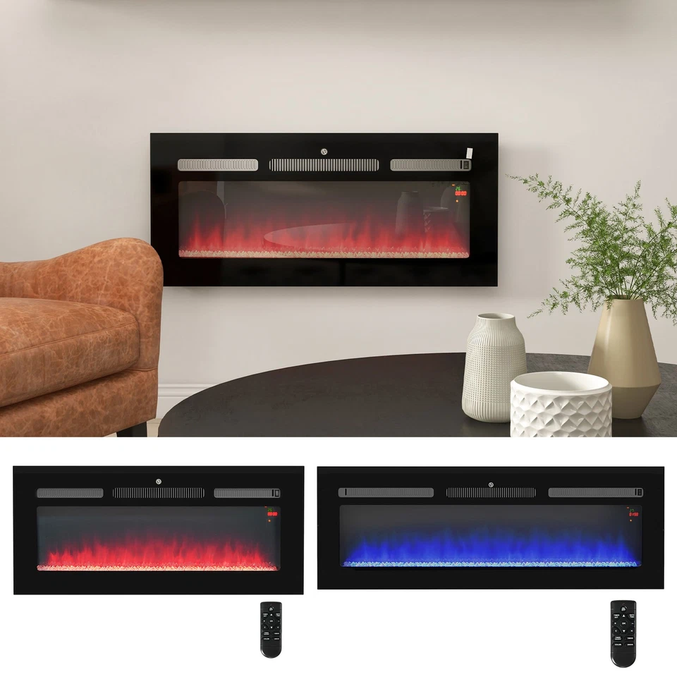Electric Fireplace Insert Recessed, Wall Mounted Electric Fire w/ Remote - Image 1 of 1