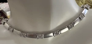 Sterlingsilber rhodiniert CZ mattes Finish Stab Glieder Tennis Armband 7" - Bild 1 von 6