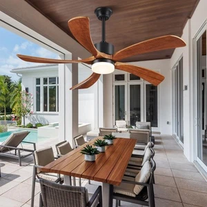 54 Inch Ceiling Fans with Lights Remote Control, 5 Blades Wood Ceiling Fan fo... - Picture 1 of 8