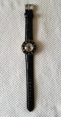 Reloj con esfera facial de Mickey Mouse tono plateado correa de cuero nueva 6"-7" batería nueva Foto 1 de 4