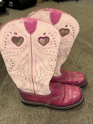 Botas vaqueras Ariat rosa charol Fatbaby para mujer talla 10 B gema y corazón Foto 1 de 4