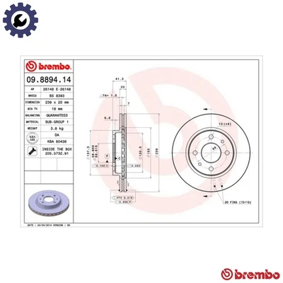 2x BRAKE DISC 09.8894.14 FOR LADA 415 1.3L 2cyl 1102111/2112/2110 1.5L 4cyl 110 - Image 1 of 4