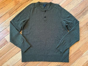 J. Maglione Crew Henley verde pullover misto lana di agnello girocollo uomo taglia XL - Foto 1 di 13