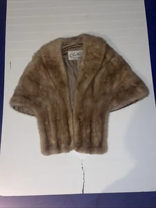 Brown Mink Fur Cape Wrap Shawl Vintage - Picture 1 of 13