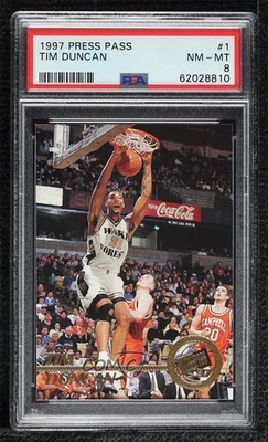 Press Pass 1997 Tim Duncan #1 PSA 8 Rookie RC HOF Foto 1 de 2