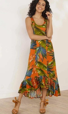 Soft Surroundings Fabiana Tropical Maxi Dress Size L  beach sleeveless orange - Image 1 of 4