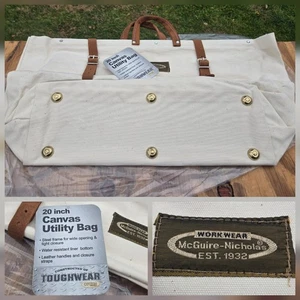 NOS Klein Tools McGuire-Nicholas 20” Heavy-Duty Canvas Utility Tool Bag, Leather - Picture 1 of 9