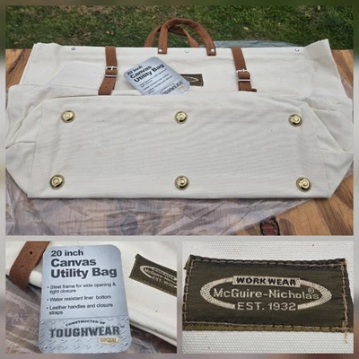 NOS Klein Tools McGuire-Nicholas 20” Heavy-Duty Canvas Utility Tool Bag, Leather - Image 1 of 4