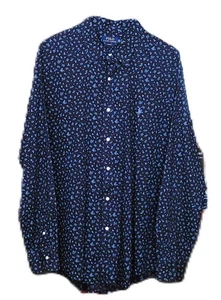 POLO RALPH LAUREN CAMICIA UOMO BOTTONI MANICA LUNGA ALL OVER FLOREALE BLU XXL - Foto 1 di 10