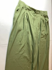 Halara Pants Xl Regular Wide Leg Olive Lightweight High Rise Pull On Pleated - Picture 1 of 10