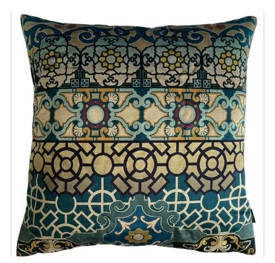 Geometrical Cushion Cover Velvet Luxury Mansfield Trellis Osborne&Little 16x16” - Image 1 of 3