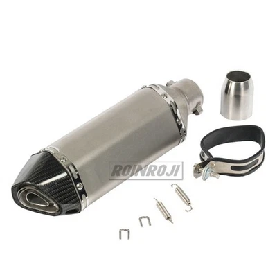 Carbon Fiber Tip Motorcycle 1.5"-2" Exhaust Muffler Kit Tail Link Pipe - Image 1 of 4