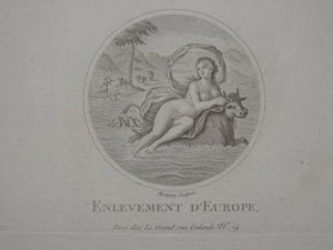 Enlevement Europe Mythos Entführung Europa Stier Zeus Kupferstich Montigny 1800 - Picture 1 of 3