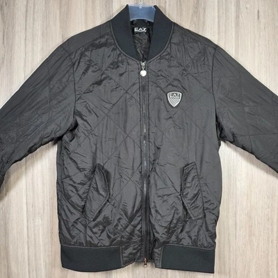 Emporio Armani EA7 Men’s Black Quilted Bomber Jacket - Size S - Image 1 of 4