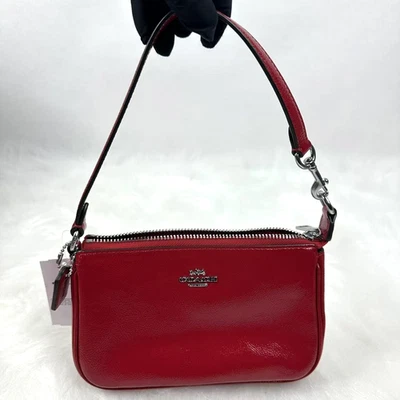 COACH Nolita 19 Wristlet Clutch Wallet Bag In Leather Silver/Red CW408 NWT - Image 1 of 4