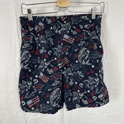 Bañador Columbia Boys Talla 14/16 Rojo Blanco Azul Pez EE. UU. Bandera Board Shorts Foto 1 de 4