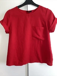 New Look Ladies Red Crop Flattering Top Crop Size 8 Oversized Formal Valentines - Picture 1 of 10