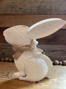 Primitive rustikales Metall weiß funkelnder Hase 9"" H neu/mit Etikett Osterdekoration - Bild 1 von 3