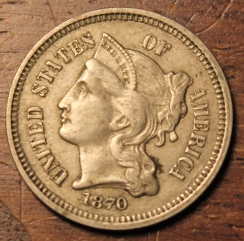 1870 Three 3 Cent Nickel Choice XF...................Lot 6255 Cover