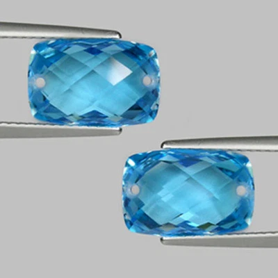 8,50 ct EXCELENTE TOPACIO AZUL NATURAL SUIZO - Par de cojines perforados 9076 JBMX Foto 1 de 2