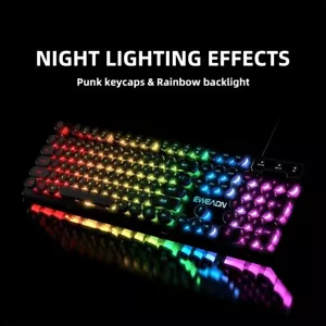 Retro Wired RGB Gaming Keyboard 104 Keys USB for PC & Laptop - Picture 1 of 15