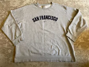Felpa vintage NIKE Town San Francisco centro swoosh taglia XXL GRIGIA MADE USA - Foto 1 di 10