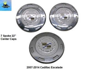 9596649 07 a 14 Juego de 3 tapas centrales de rueda Cadillac Escalade 22" 7 radios OEM Foto 1 de 4