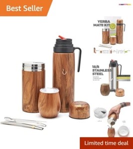 Elegant 5-Piece Yerba Mate Kit - Stainless Steel Gourd, Thermos and Accessories - Picture 1 of 9
