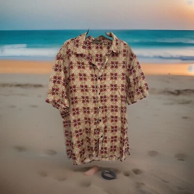Camisa Axist Wave lavada 100 % lino beige manga corta abotonada talla XL Foto 1 de 4