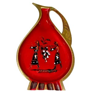 Jerusalem Metal Burgundy Enamel Isreal Teaspoon Holder Souvenir Wall Hanging Art - Picture 1 of 6