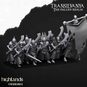 Skeletal Guard Great Weapon and Shields 10 inc com - Highlands Miniature - 28mm - Picture 1 of 8